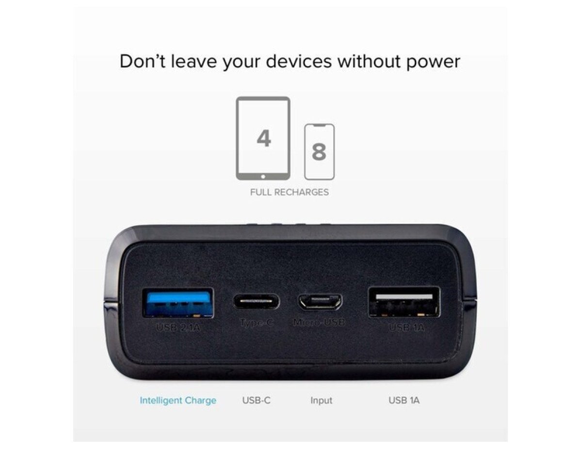 SBS Fast Power Bank 20000mAh με 2 Θύρες USB-A Μαύρο