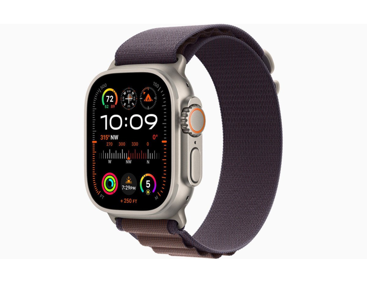 Apple Watch Ultra 2 Alpine Loop (Medium) Titanium 49mm Αδιάβροχο με eSIM και Παλμογράφο (Indigo Alpine Loop - Medium)