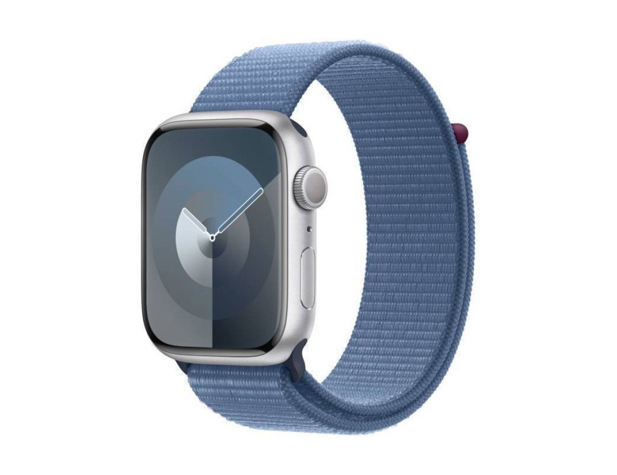 Apple Watch Series 9 Aluminium 45mm Αδιάβροχο με Παλμογράφο (Silver με Winter Blue Sport Loop)