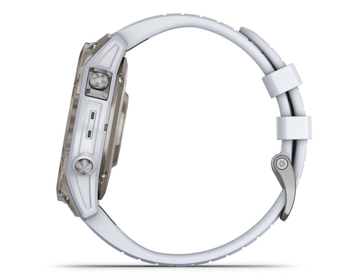 Garmin Epix Pro (Gen 2) Sapphire Edition Titanium 47mm Αδιάβροχο Smartwatch με Παλμογράφο (Whitestone Silicone Band)