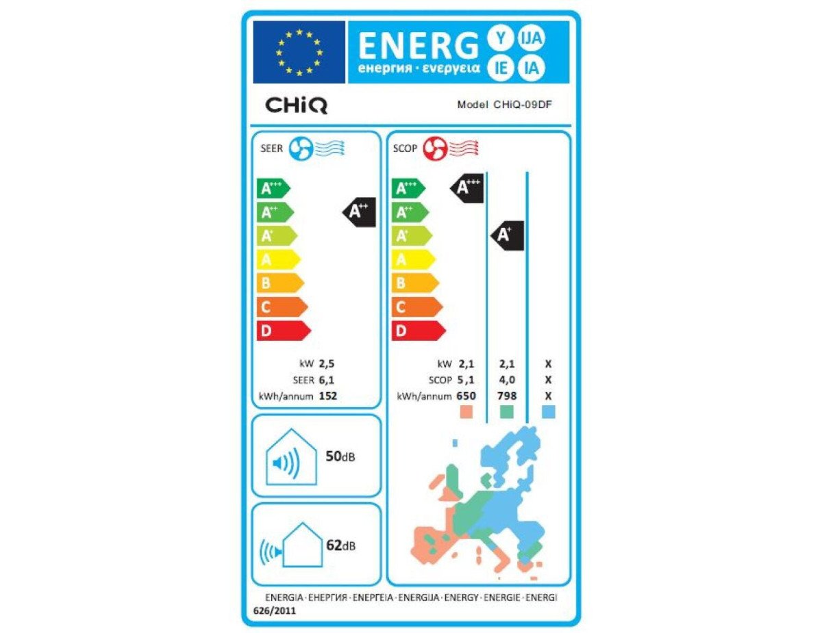 CHiQ 09DF Κλιματιστικό Inverter 9000 BTU A++/A+ με Ιονιστή και WiFi