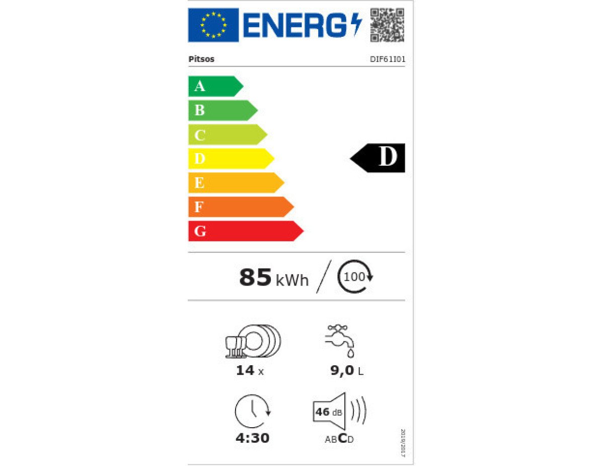 Pitsos DSF61I01 Πλυντήριο Πιάτων με Wi-Fi για 12 Σερβίτσια Π59.8xY81.5εκ. Inox