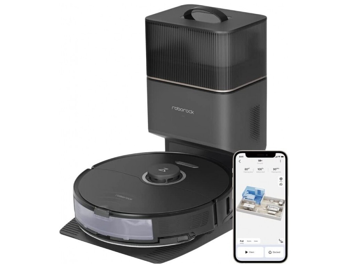 Roborock S8+ Σκούπα Ρομπότ για Σκούπισμα & Σφουγγάρισμα με Χαρτογράφηση και Wi-Fi Μαύρη