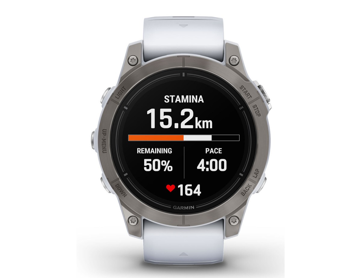 Garmin Epix Pro (Gen 2) Sapphire Edition Titanium 47mm Αδιάβροχο Smartwatch με Παλμογράφο (Whitestone Silicone Band)