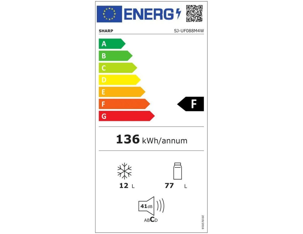 Sharp SJ-UF088M4W-EU Mini Bar 89lt Υ82.1xΠ48xΒ50εκ. Λευκό