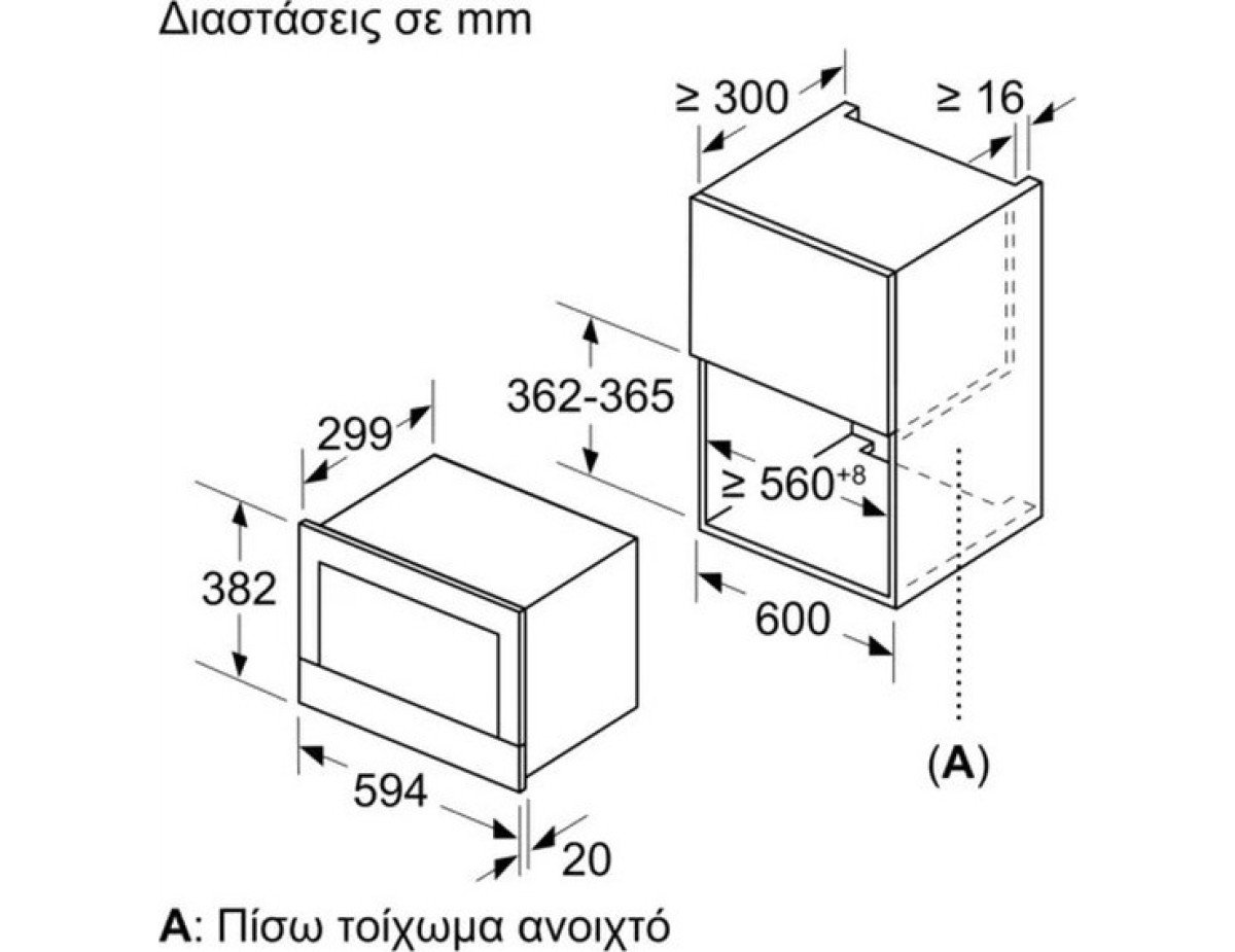 Bosch BFL634GB1 Εντοιχιζόμενος Φούρνος Μικροκυμάτων 21lt Μαύρος