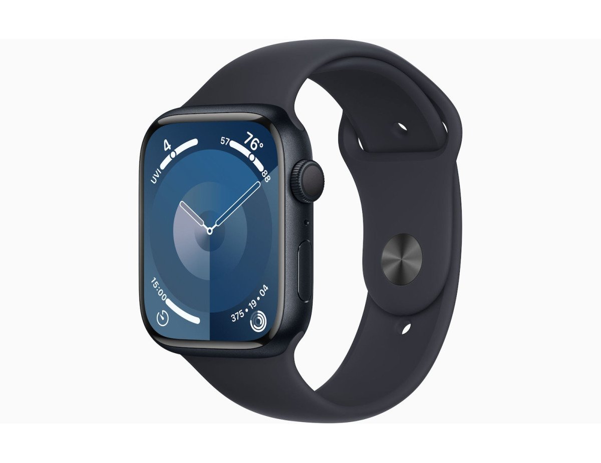 Apple Watch Series 9 Aluminium 45mm Αδιάβροχο με Παλμογράφο (Midnight με Midnight Sport Band (S/M))