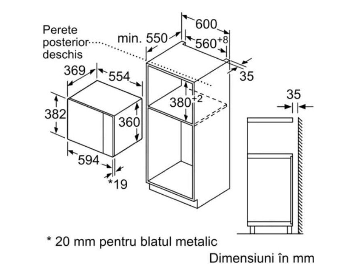 Bosch BFL554MB0 Εντοιχιζόμενος Φούρνος Μικροκυμάτων 25lt Μαύρος