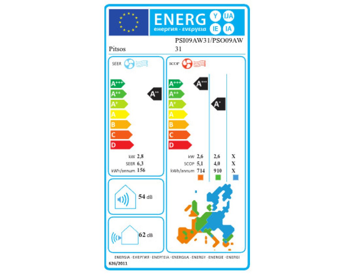 Pitsos PSI09AW31/PSO09AW31 Κλιματιστικό Inverter 9000 BTU A++/A+ με WiFi