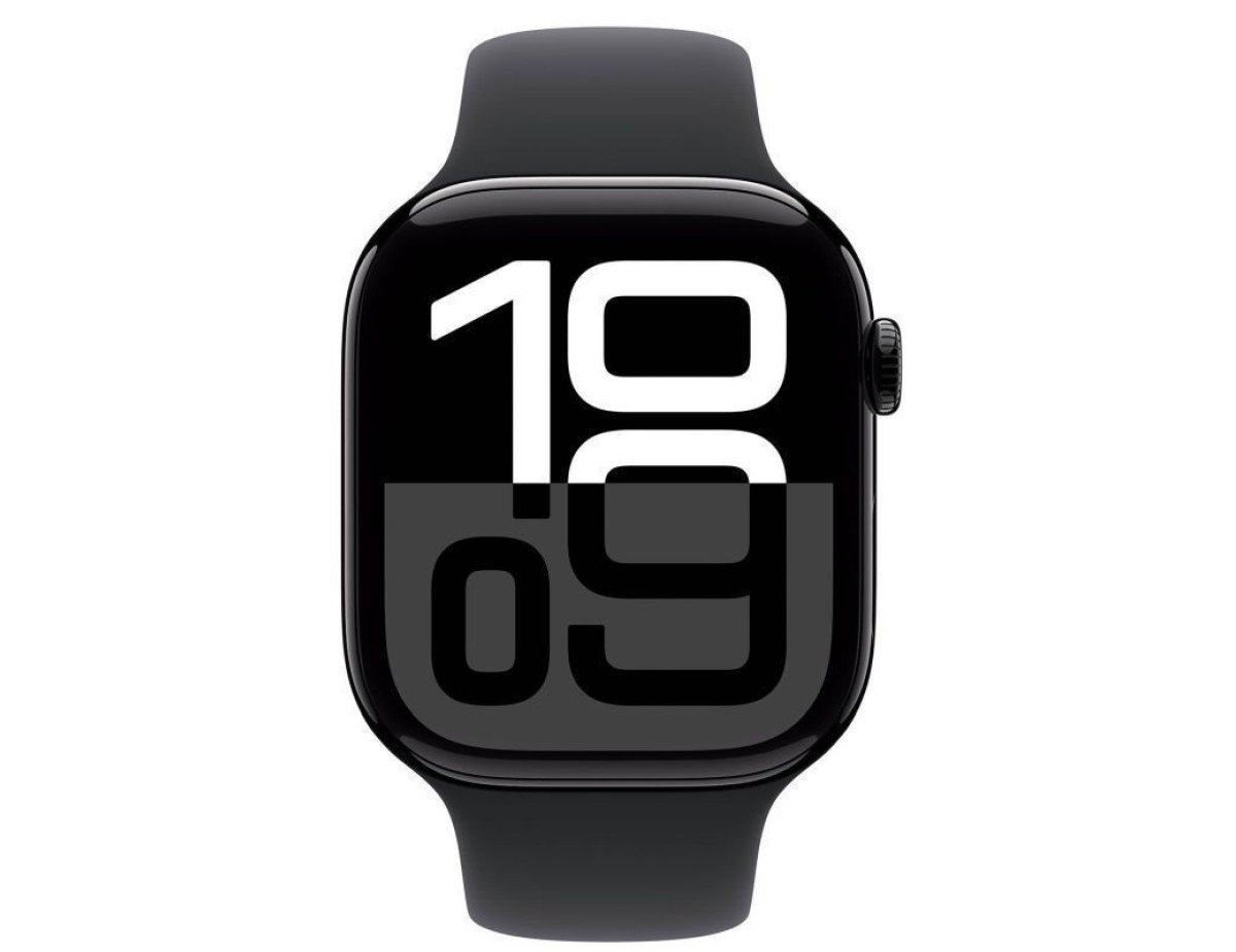 Apple Watch Series 10 Aluminium 42mm Αδιάβροχο με Παλμογράφο (Jet Black με Black Sport Band (S/M))