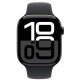 Apple Watch Series 10 Aluminium 42mm Αδιάβροχο με Παλμογράφο (Jet Black με Black Sport Band (S/M))