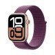 Apple Watch Series 10 Aluminium 46mm Αδιάβροχο με Παλμογράφο (Rose Gold με Plum Sport Loop)