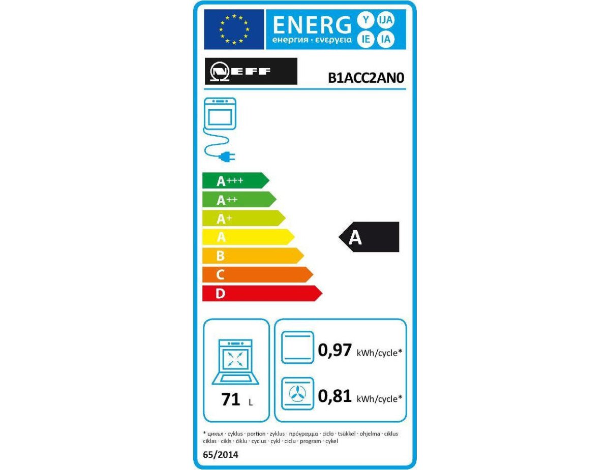 Neff B1ACC2AN0 Φούρνος άνω Πάγκου 71lt χωρίς Εστίες Π59.4εκ. Inox