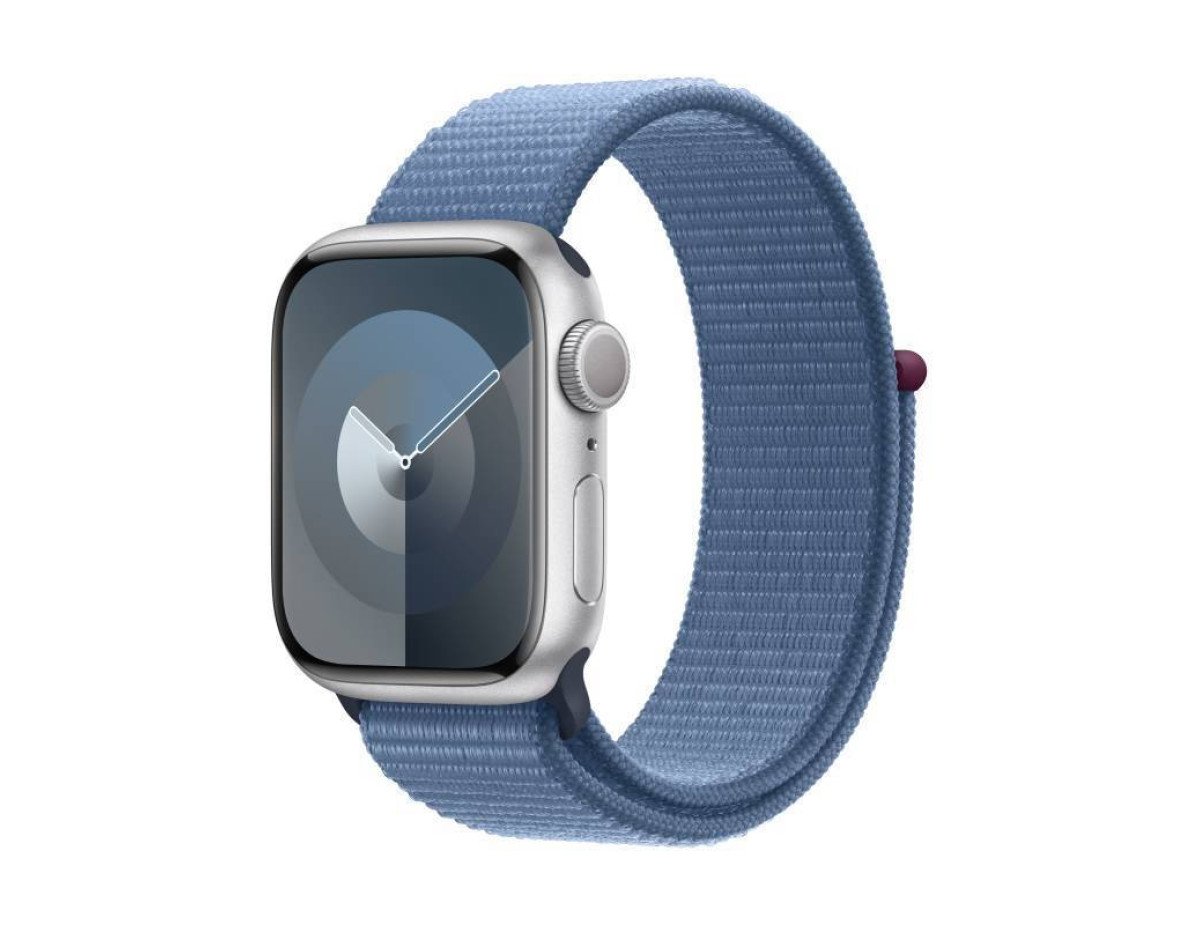 Apple Watch Series 9 Aluminium 41mm Αδιάβροχο με Παλμογράφο (Silver με Winter Blue Sport Loop)