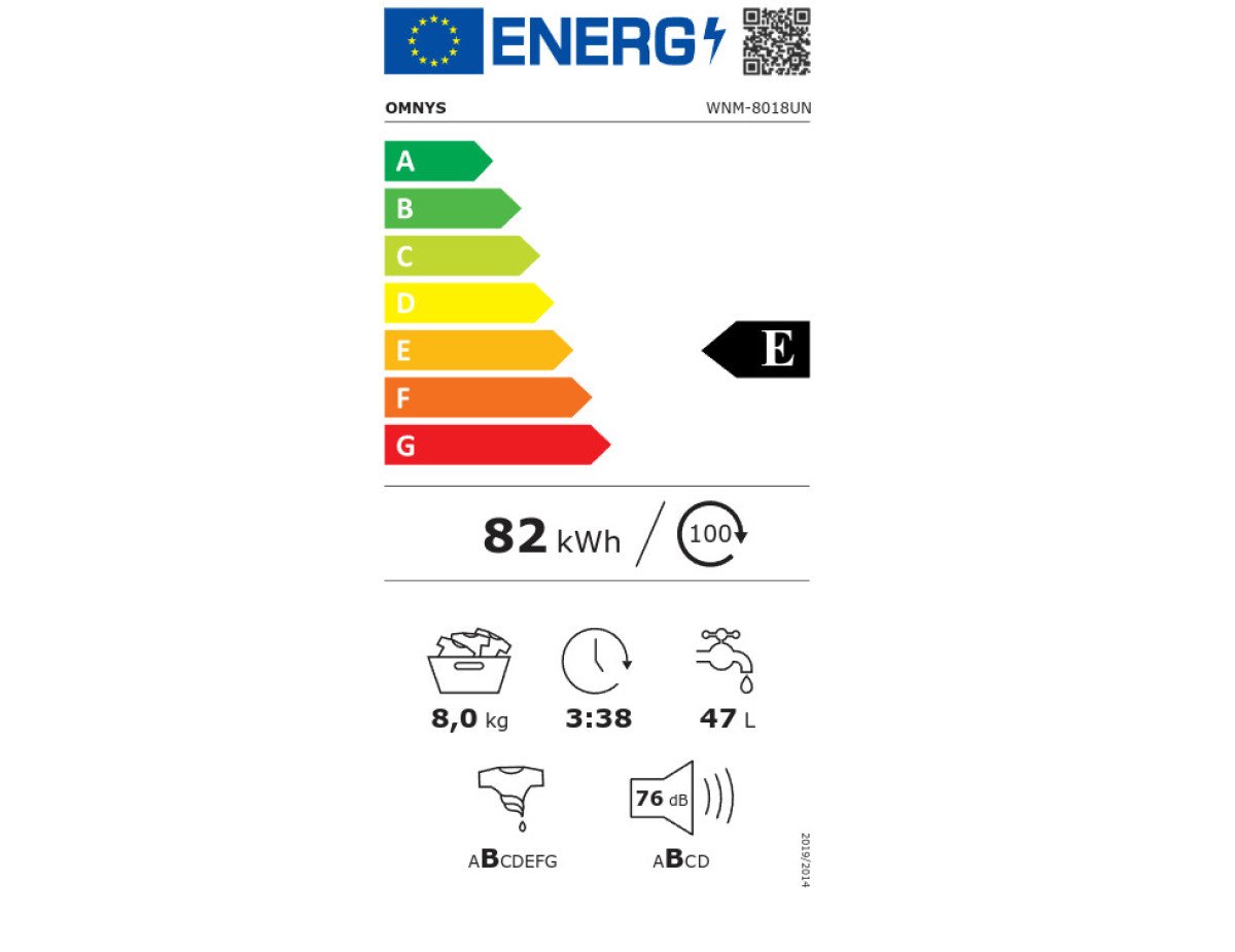 Omnys Πλυντήριο Ρούχων 8kg 1200 Στροφών WNM-8018UN