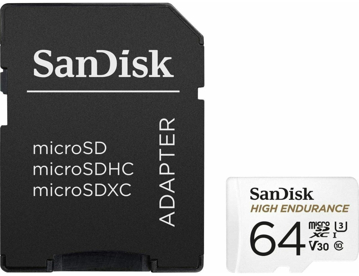 SanDisk High Endurance MicroSDHC 64Gb + SD-adapt.