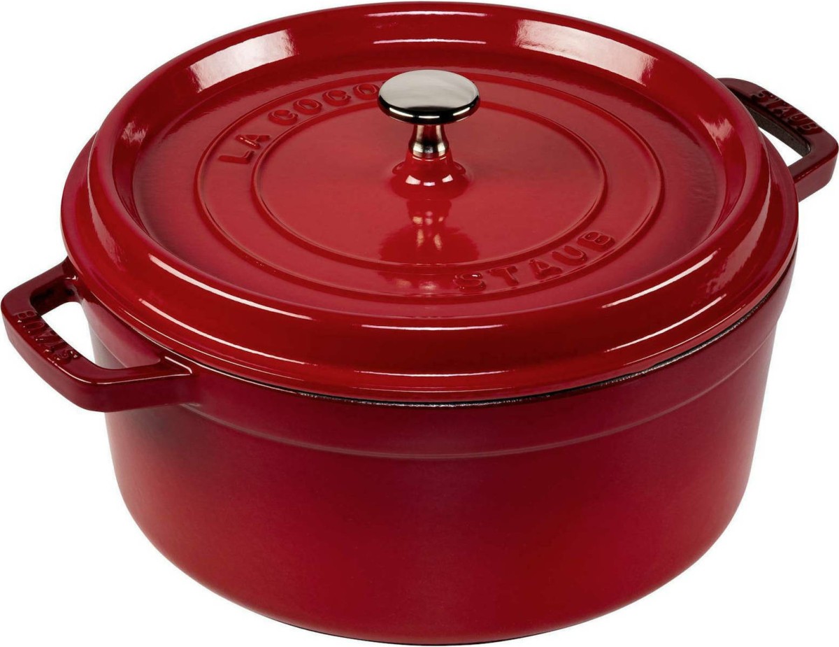 Staub Round Cocotte, 26cm Cherry Red, Cast Iron Staub Round Cocotte, 26cm Cherry Red, Cast Iron