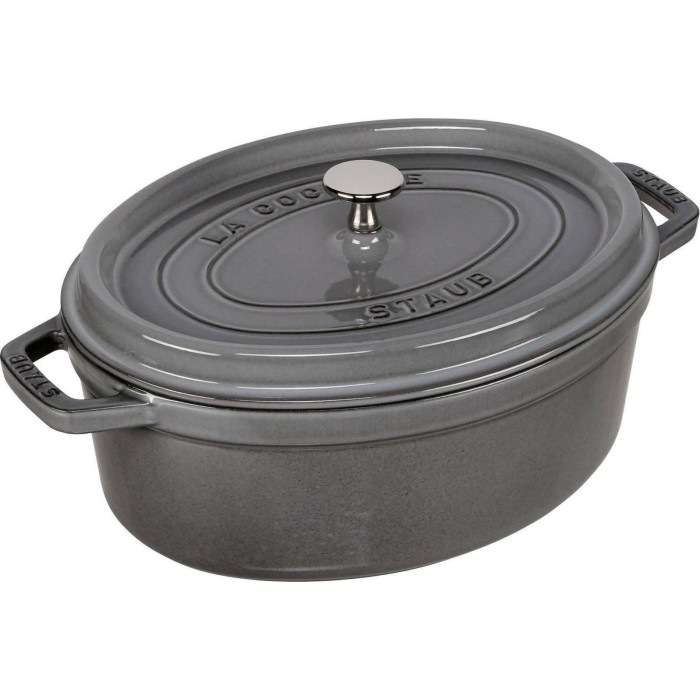 Staub Oval Cocotte, 29cm Graphite Grey, Cast Iron