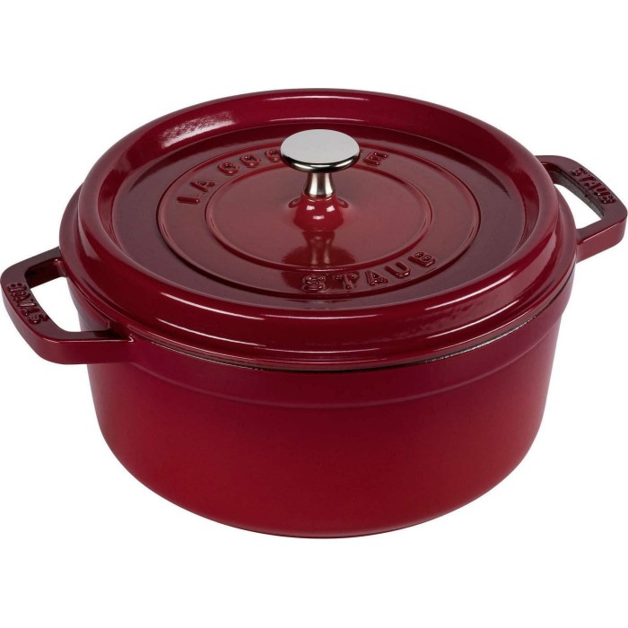 Staub Round Cocotte, 24cm Cherry Red, Cast Iron