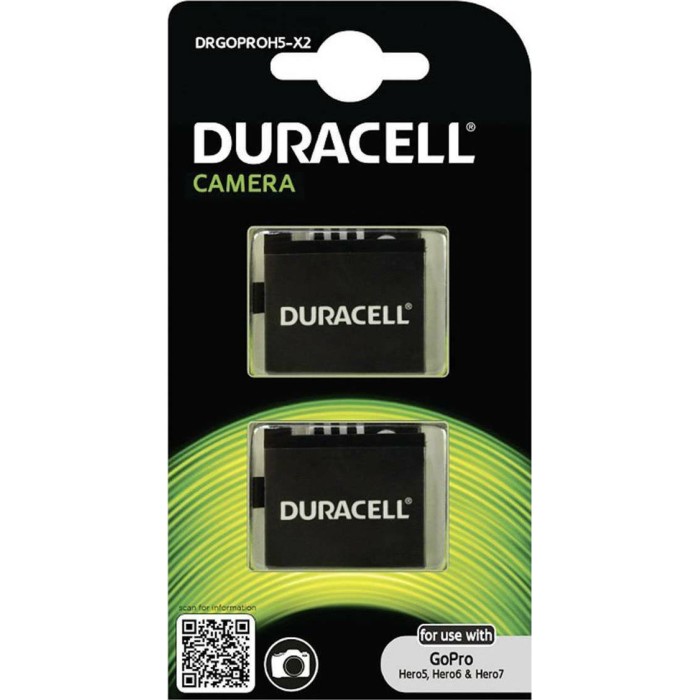 1x2 Duracell Li-Ion bat. 1250mAh for GoPro Hero 5/Hero 6/Hero 7