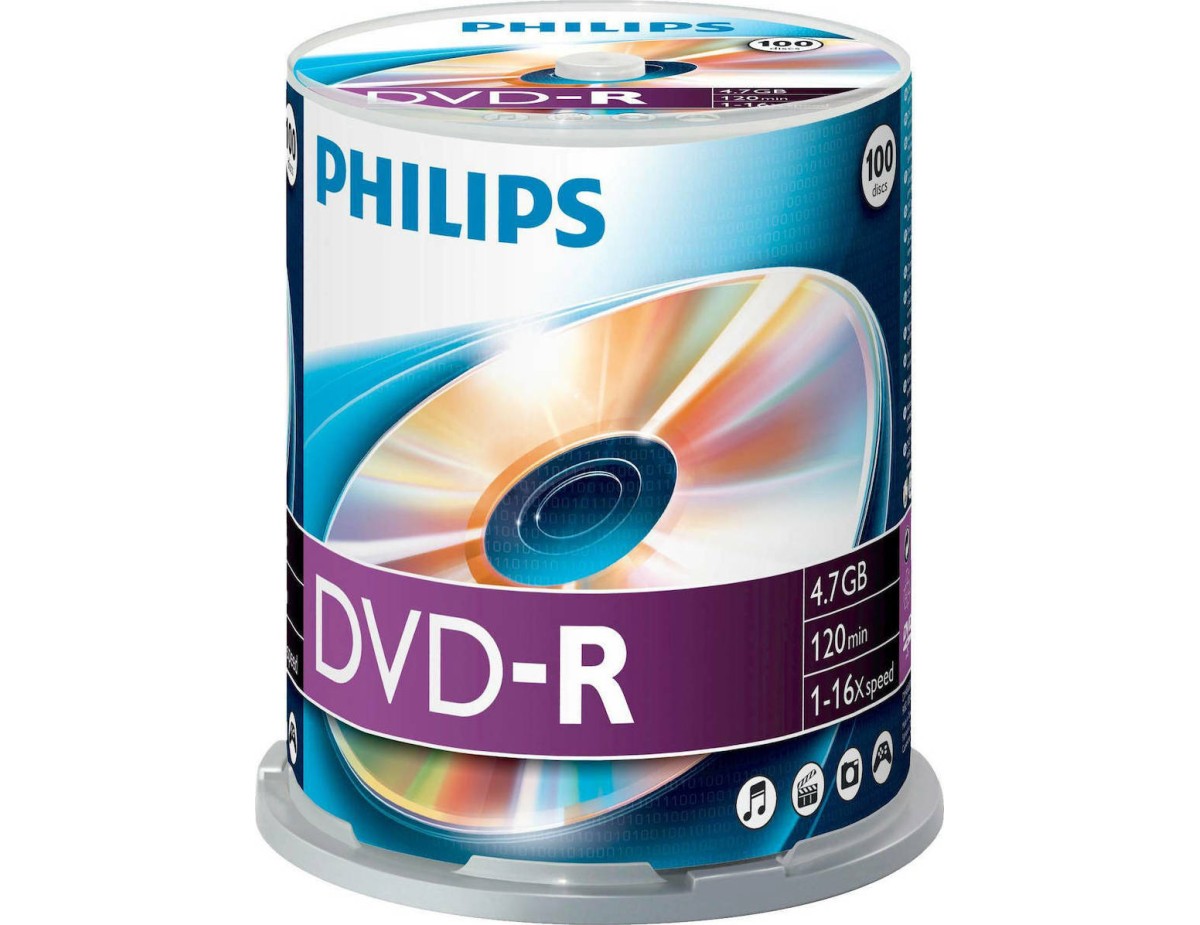 1x100 Philips DVD-R 4,7GB 16x SP