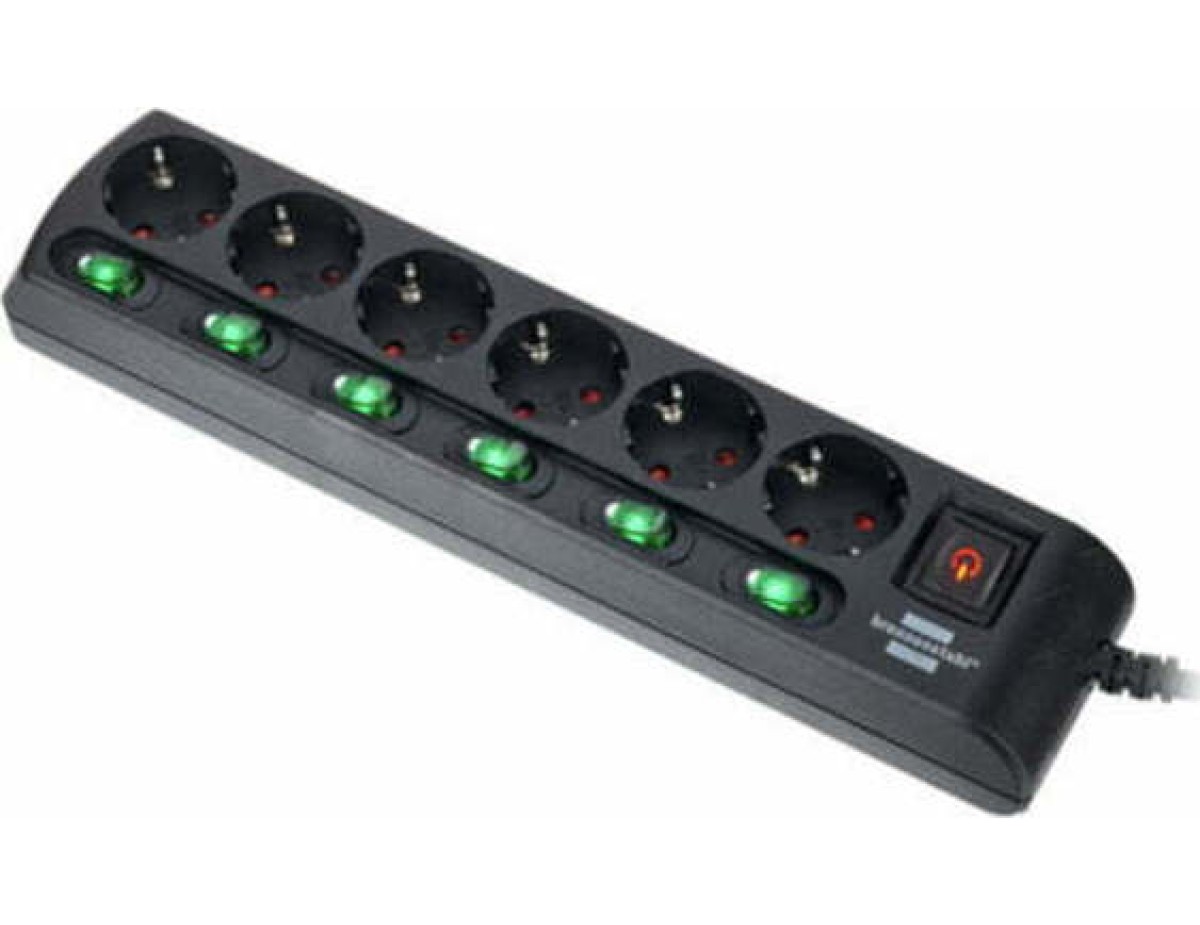 Brennenstuhl Socket Line 6-fold 2m incl. Switch