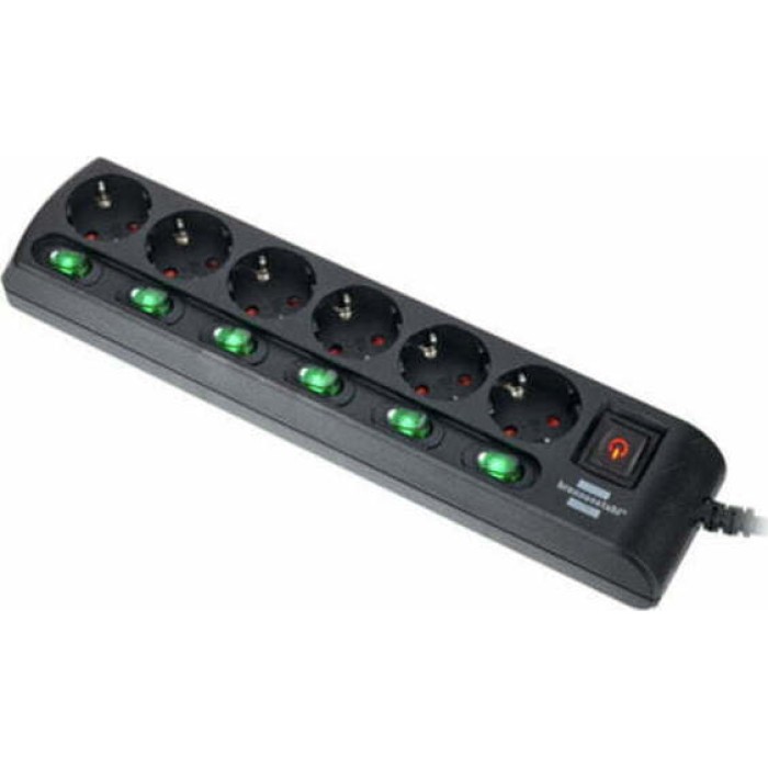 Brennenstuhl Socket Line 6-fold 2m incl. Switch