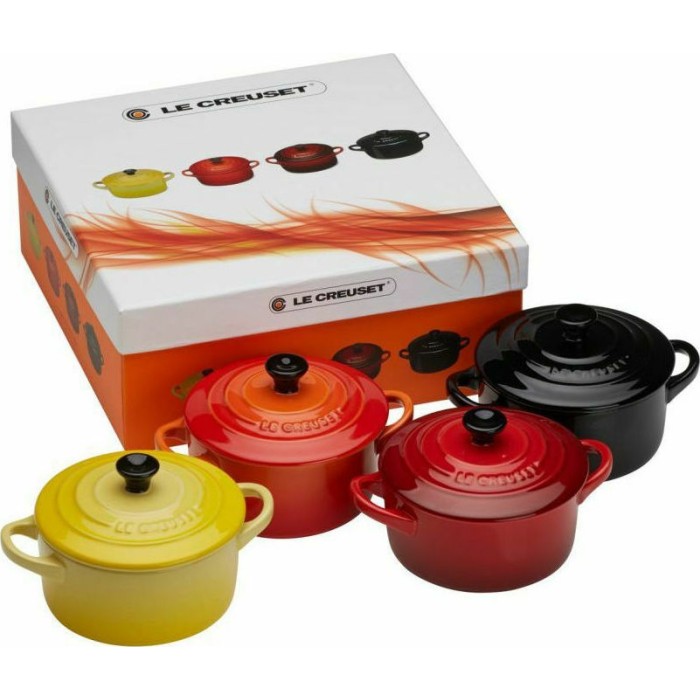 Le Creuset Stoneware Set of 4 petite Casseroles 10x5cm multi