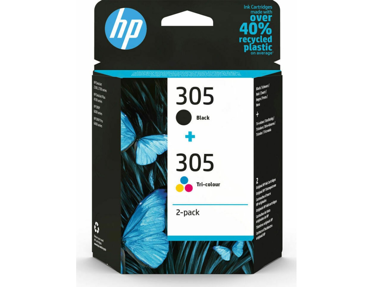 HP 6ZD17AE 2-Pack BK/3-colors No. 305 HP 6ZD17AE 2-Pack BK/3-colors No. 305