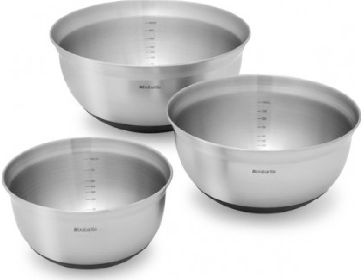 Brabantia Mixing Bowl Set steel matt black,    1, 1.6 & 3 litre