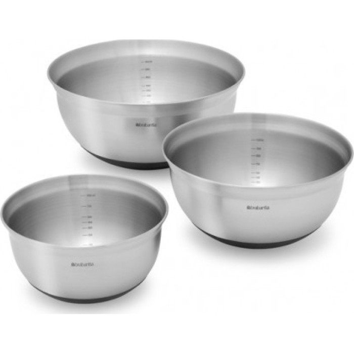Brabantia Mixing Bowl Set steel matt black,    1, 1.6 & 3 litre