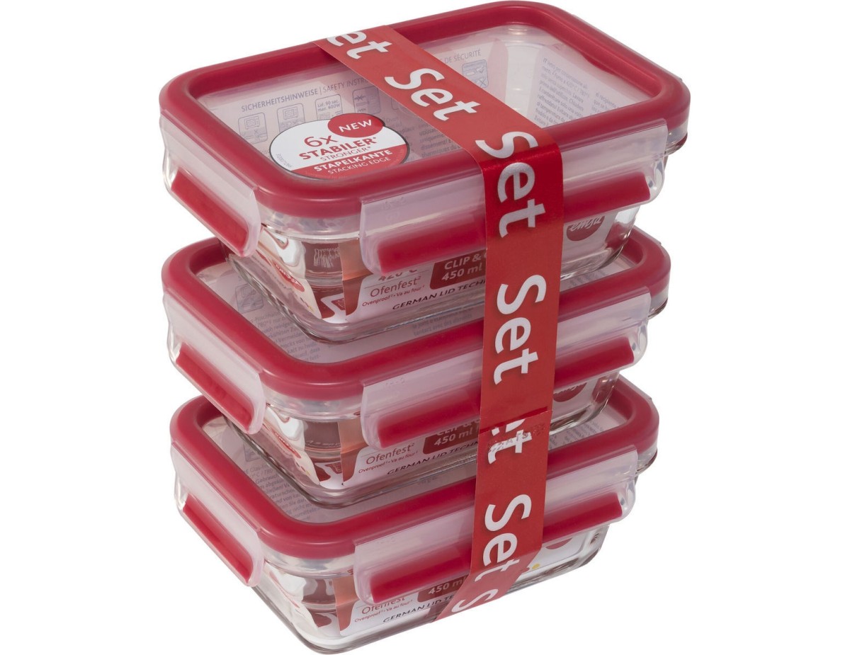 EMSA Clip&Close Glass Food Storage Box 3-pieces EMSA Clip&Close Glass Food Storage Box 3-pieces