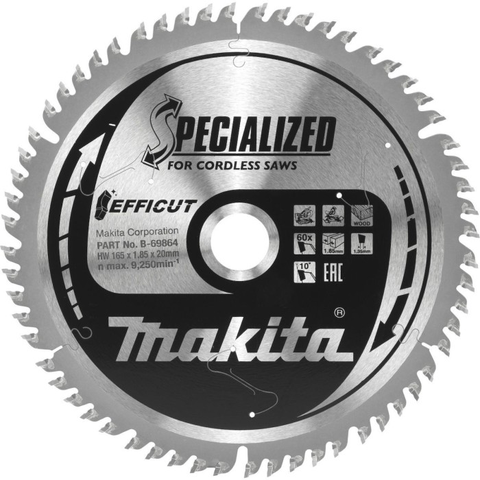 Makita B-69864 EFFICUT Saw Blade 165x20x60Z Makita B-69864 EFFICUT Saw Blade 165x20x60Z
