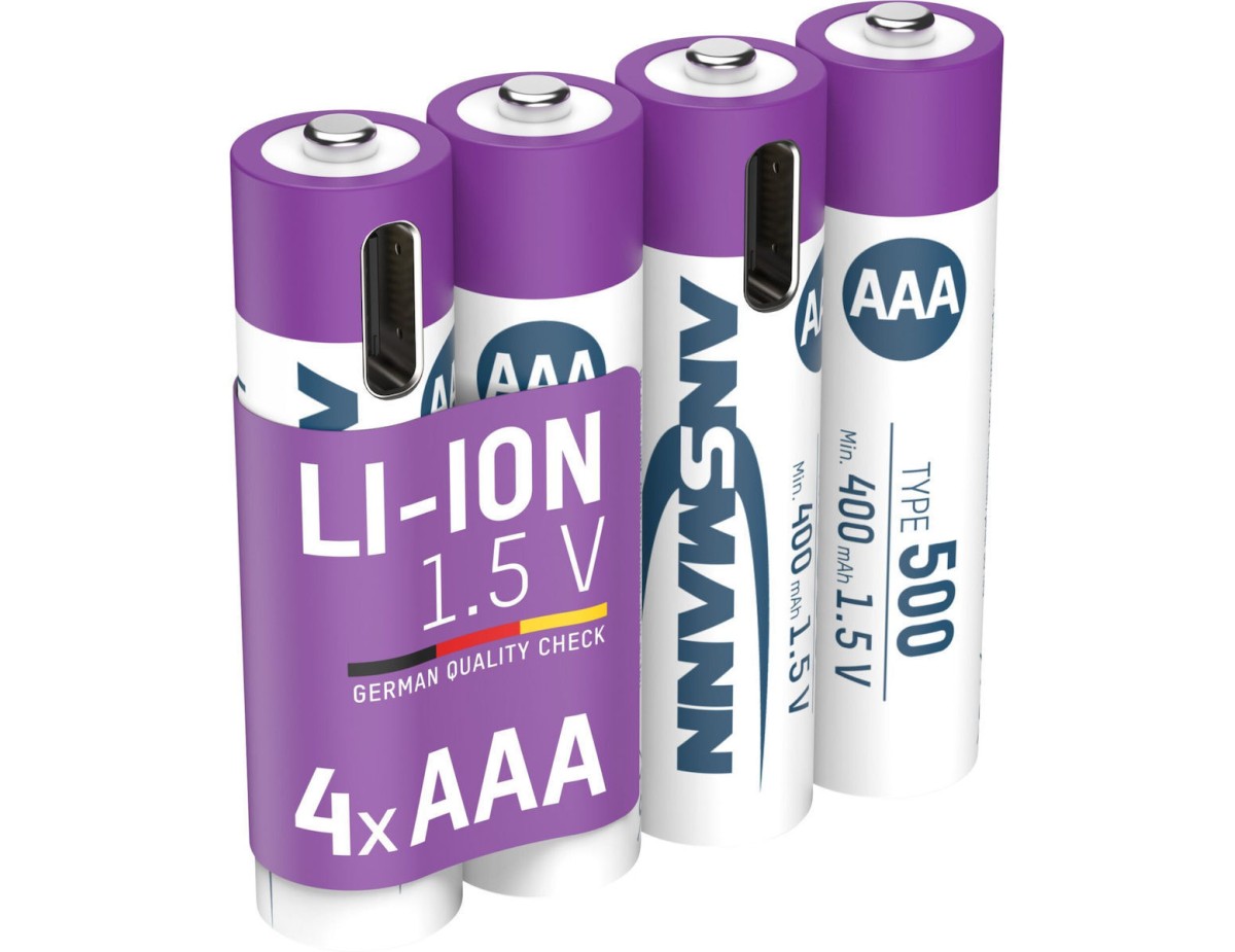 1x4 Ansmann Lithium Akku Micro AAA 400mAh + Cable     1311-0028