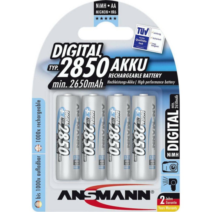 1x4 Ansmann NiMH rech. battery 2850 Mignon AA 2650 mAh DIGITAL 1x4 Ansmann NiMH rech. battery 2850 Mignon AA 2650 mAh DIGITAL