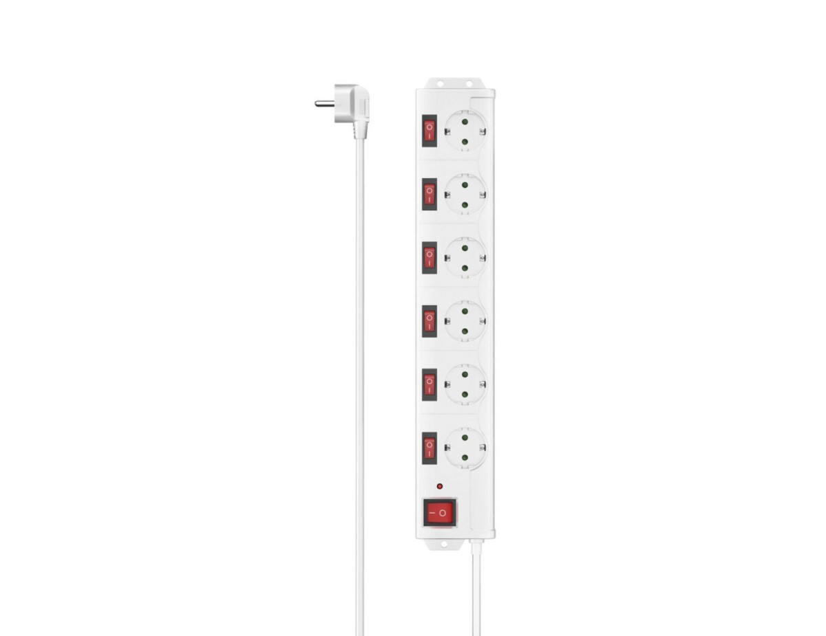 Hama Socket Line 6-fach single switchable white 223159