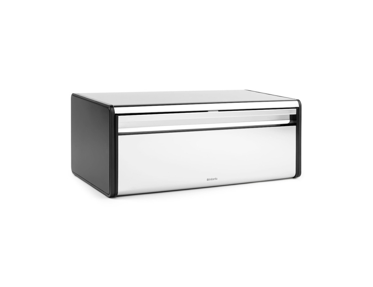 Brabantia Fall Front Bread Bin Square Front, Brilliant Steel