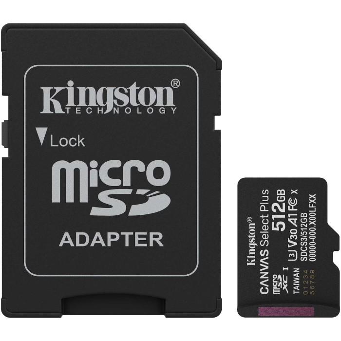 Kingston Canvas Select Plus Gen3 512GB Micro-SDHC+ Kingston Canvas Select Plus Gen3 512GB Micro-SDHC+