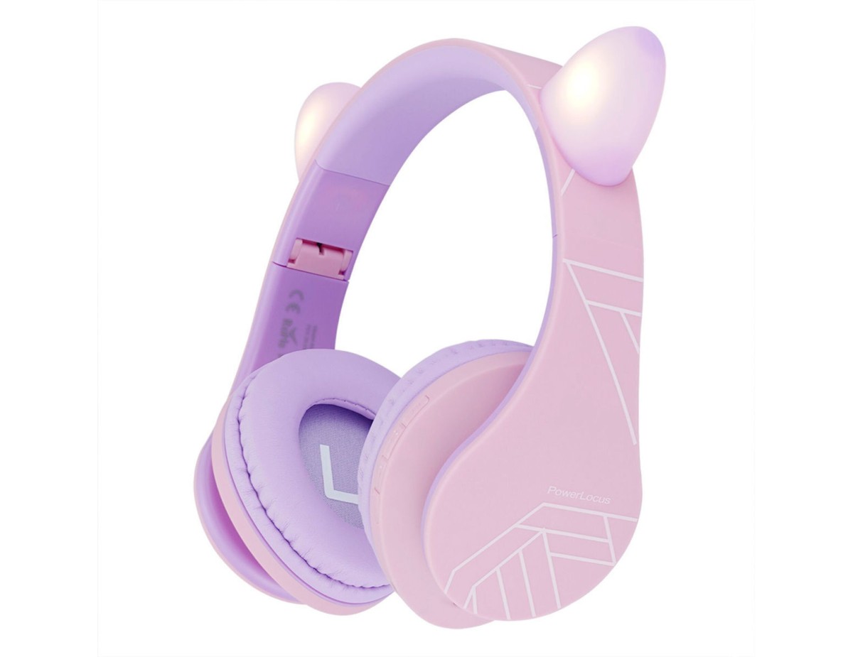 PowerLocus P2 Kids Headphones purple/pink with Ears