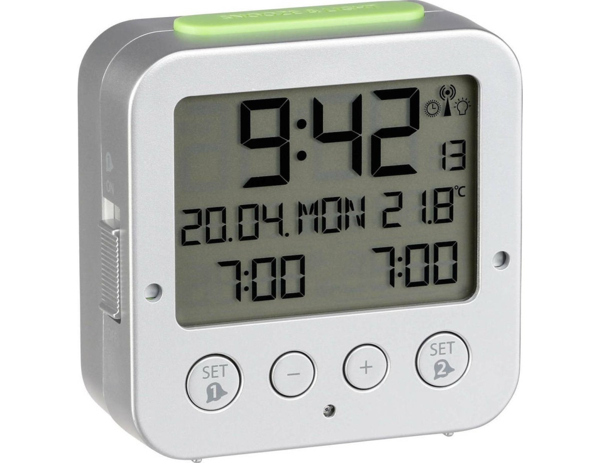 TFA 60.2528.54 Bingo silver RC Alarm Clock with Temperatur TFA 60.2528.54 Bingo silver RC Alarm Clock with Temperatur