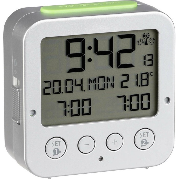TFA 60.2528.54 Bingo      silver RC Alarm Clock with Temperatur