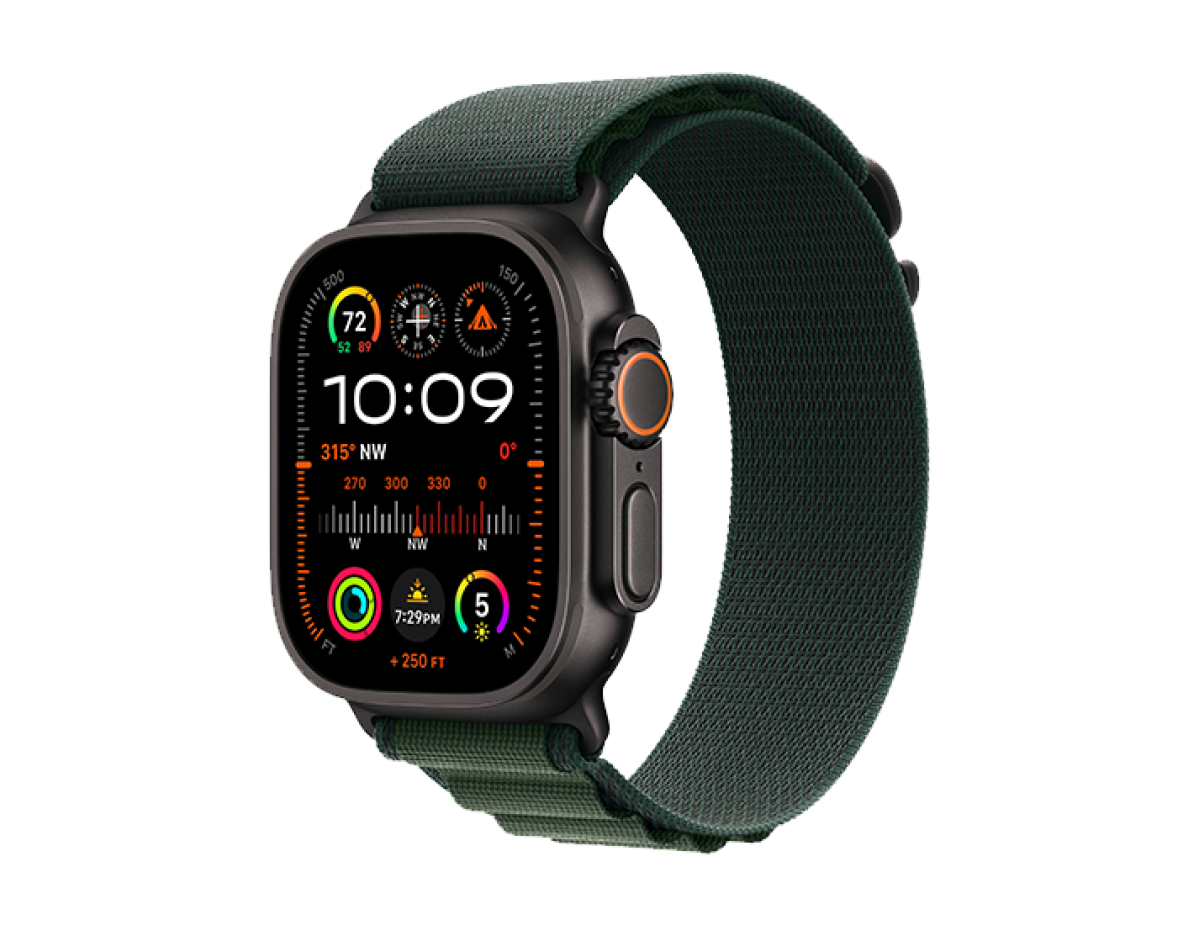 Watch Apple Watch Ultra 2 (2024) LTE 49mm Black Titanium Case with Alpine Loop M - Dark Green