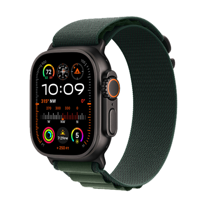 Watch Apple Watch Ultra 2 (2024) LTE 49mm Black Titanium Case with Alpine Loop M - Dark Green Watch Apple Watch Ultra 2 (2024) LTE 49mm Black Titanium Case with Alpine Loop M - Dark Green