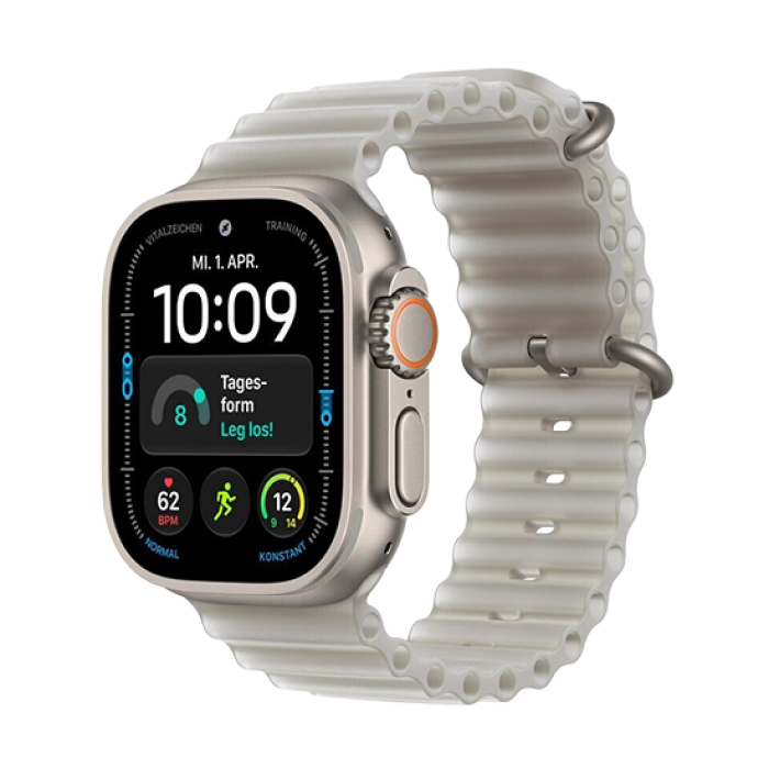 Watch Apple Watch Ultra 4 (2026) 5G 49mm Natural Titanium Case with Translucent Grey Ocean Band - Titanium Natural