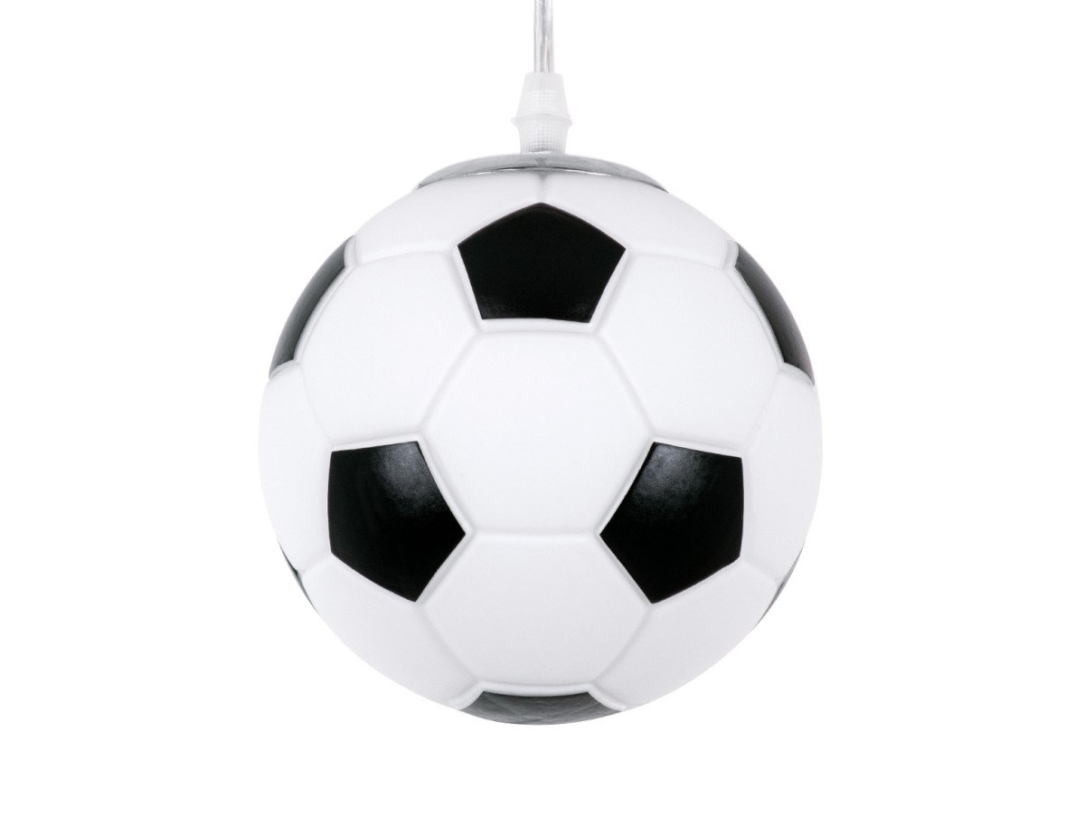 GloboStar® FOOTBALL 00643 Μοντέρνο Κρεμαστό Παιδικό Φωτιστικό Οροφής Μονόφωτο 1 x E27 Μαύρο Λευκό Γυάλινο Φ15 x Υ18cm