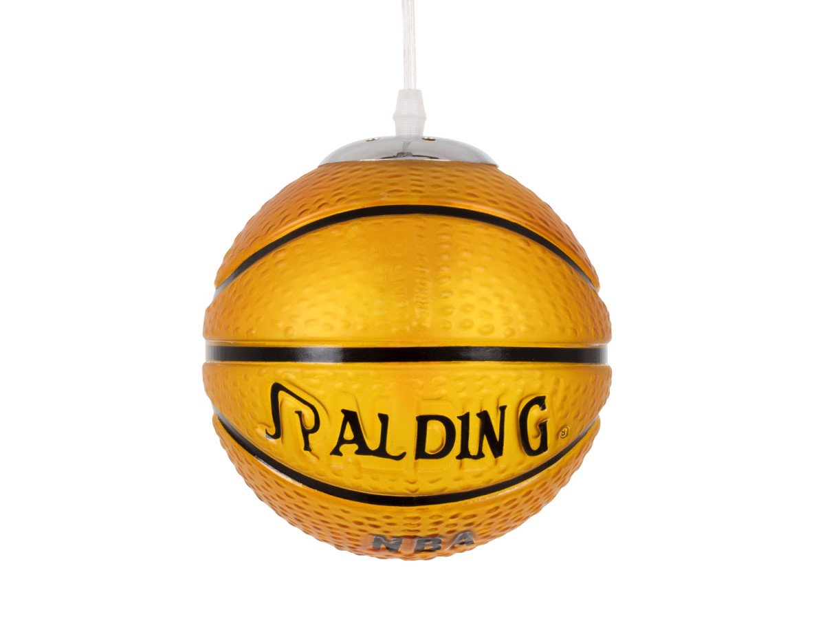 GloboStar® SPALDING NBA 00645 Μοντέρνο Κρεμαστό Παιδικό Φωτιστικό Οροφής Μονόφωτο 1 x E27 Πορτοκαλί Γυάλινο Φ18 x Υ18cm