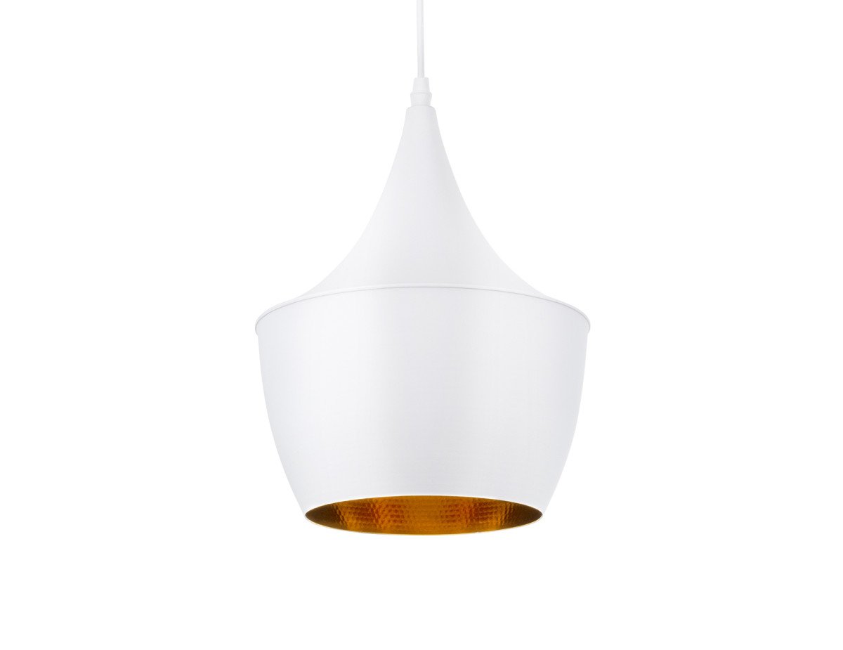 GloboStar® SHANGHAI WHITE 01026-A Μοντέρνο Κρεμαστό Φωτιστικό Οροφής Μονόφωτο 1 x E27 Λευκό Μεταλλικό Καμπάνα Φ25 x Υ30cm