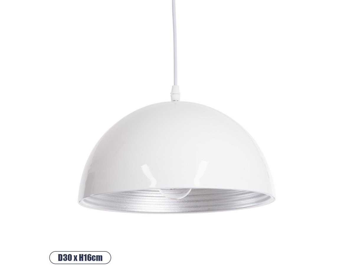 GloboStar® CHIME 01030 Μοντέρνο Κρεμαστό Φωτιστικό Οροφής Μονόφωτο Λευκό Μεταλλικό Καμπάνα Φ30 x Y15cm