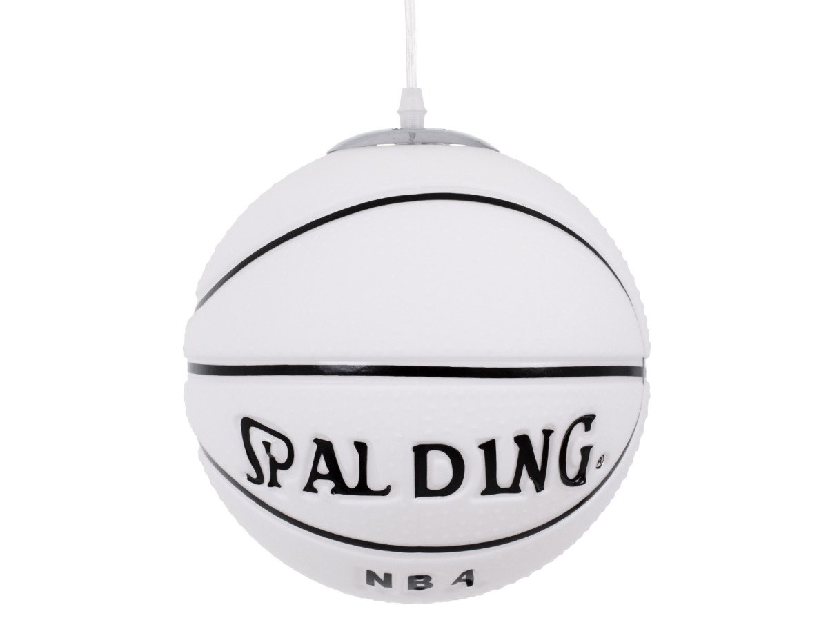 GloboStar® SPALDING NBA 01031 Μοντέρνο Κρεμαστό Παιδικό Φωτιστικό Οροφής Μονόφωτο 1 x E27 Λευκό Μαύρο Γυάλινο Φ25 x Υ25cm