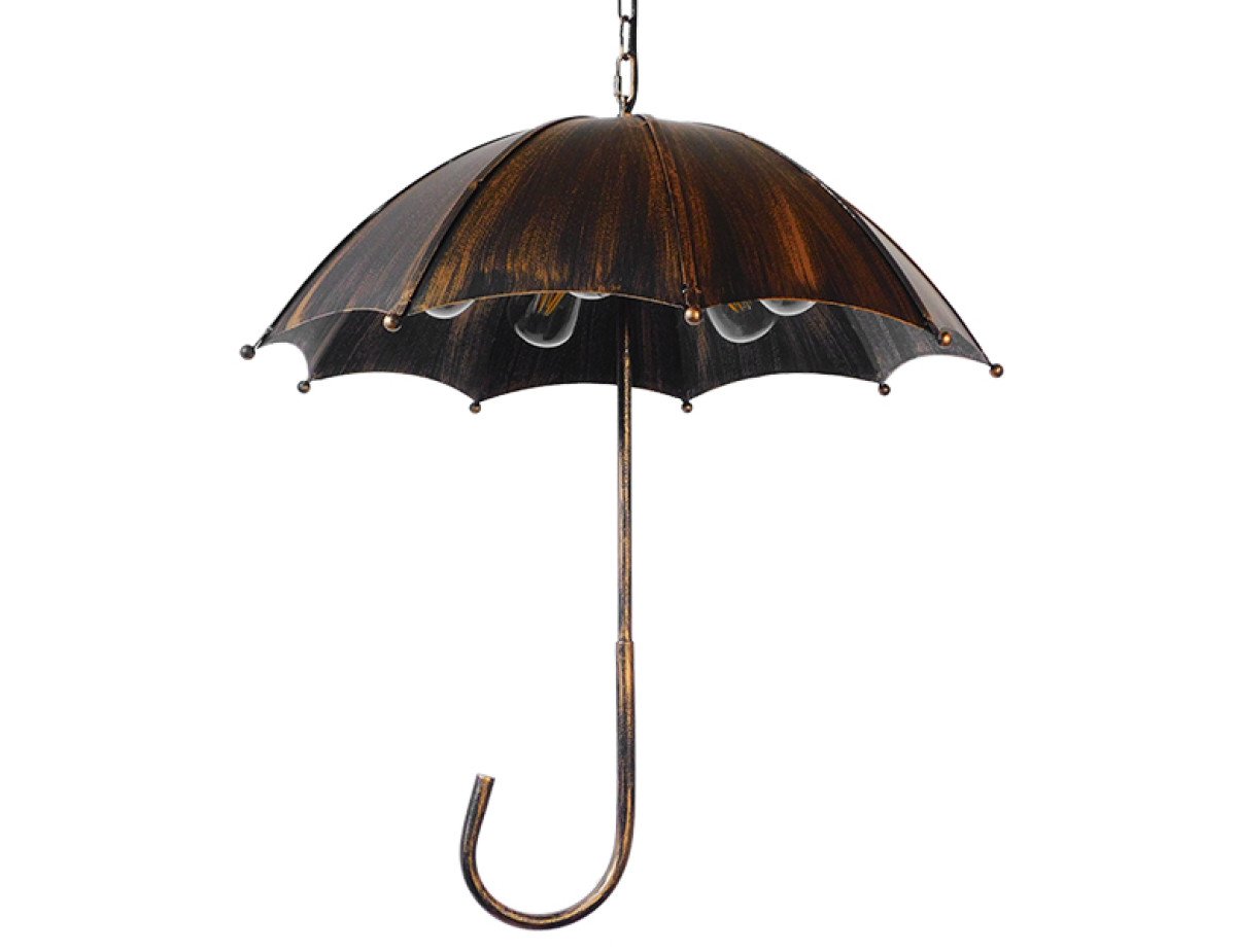 GloboStar® UMBRELLA 01406 Vintage Industrial Κρεμαστό Φωτιστικό Οροφής Πολύφωτο 5 x E27 Μαύρο Καφέ Σκουριά Μεταλλικό Φ58 x Υ60cm